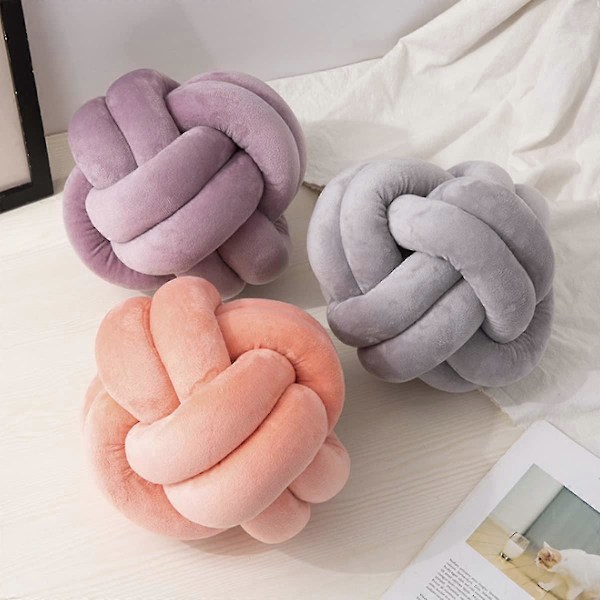 Knutepute Ball Rund Pute, Dekorativ Knute Pyntepute Hjem Gulvpute, Fylt Plysj Knute Ballpute