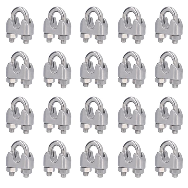 20 stk. rustfri stål wire reb klemme hardware rigging kabel clips lås fastgørelsesanordninger M2 (2 mm)