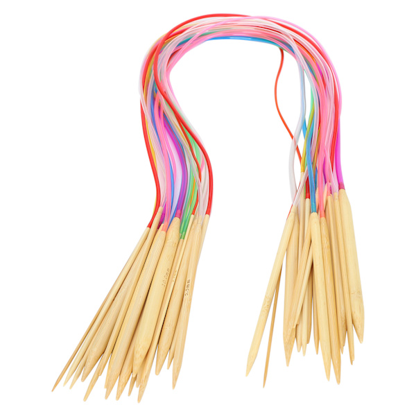 18 st rundstickor dubbelspetsad bambu färg flexibel röranslutning stickningsverktyg set (80 cm)