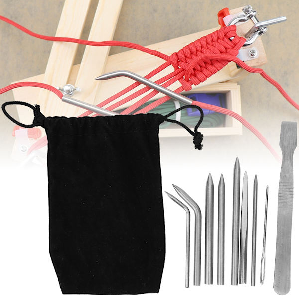 9st rostfritt stål paraplyrep nålar Armband stickning set DIY-tillbehör