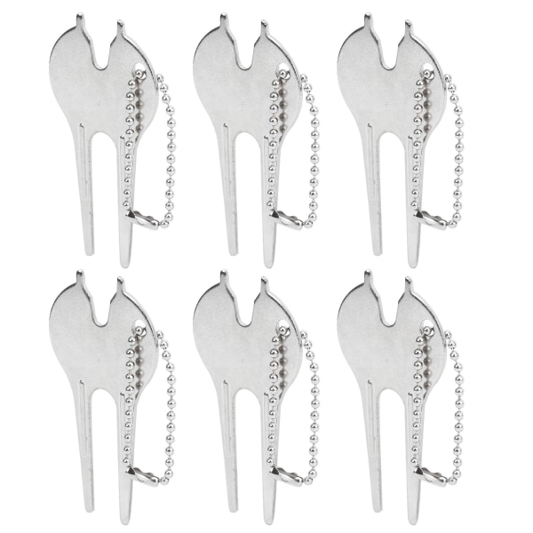 6 stk Golf Green Divot Tool Bærbar Sink Legering Plen Reparere Gaffel Ball Markør Tilbehør