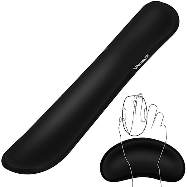 Uppgraderat handledsstöd för tangentbord och handledsstöd för mus, tillverkat av memory foam, superfiber och gel, enkel skrivning och smärtlindring perfekt F