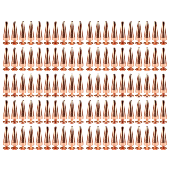 100set Punk Cone Spikes Nitar Roséguld Spetsiga Galvanisering Burr Gratis Klar Tråd Mässing Spikar Nitar Rock Nitar 10x28mm