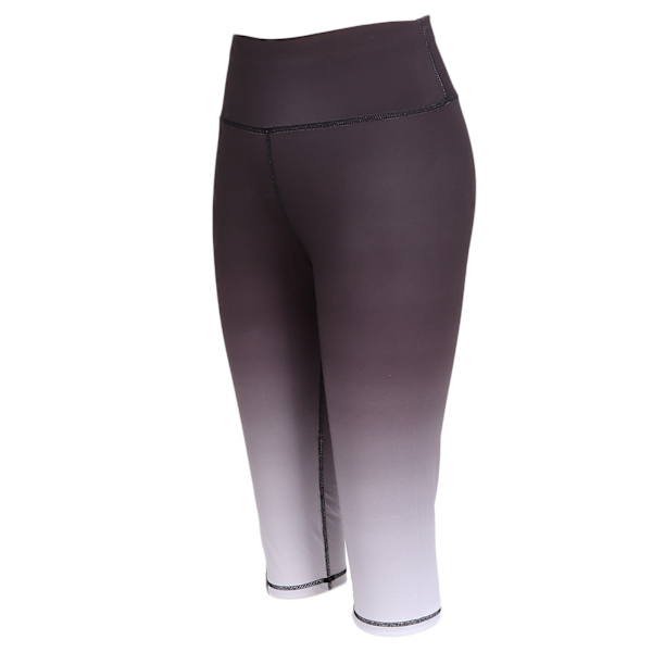 Kvinder Højtaljede Yogabukser Gradient Sort Balde Løfter Ben Slankende Fitness Tight Cropped BukserL