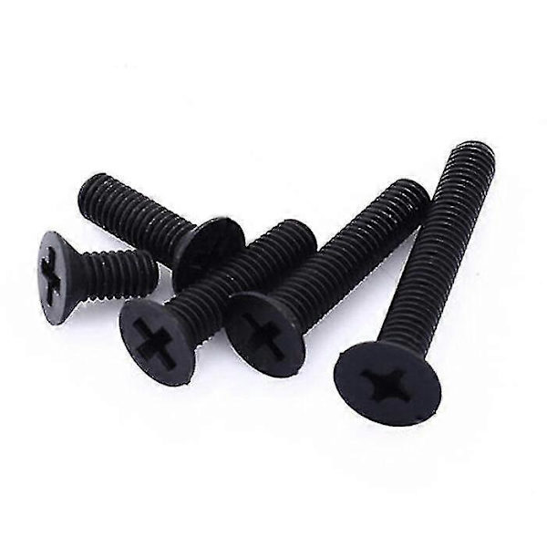 25-100 stk. M2.5 M3 M4 M5 M6 Sorte Nylon Forsænkede Skruer Plastik Phillips Flad Maskinskrue Længde 5-40mm Zekai 25 stk. M4x20mm