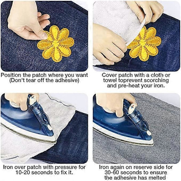 30 stk. broderi stryke-på-lapp sy-på-lapp, blomsterlapp klistremerke sy-på stryke-på-lapper, brodert merke applikasjonslapper for klær jeans hatt bag