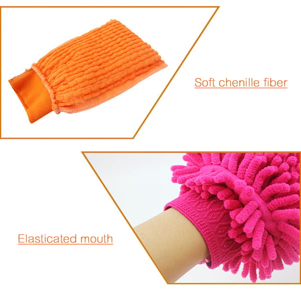 Dobbeltsidet Chenille Mikrofiber Tykke Ridsefri Bilvaskehandsker