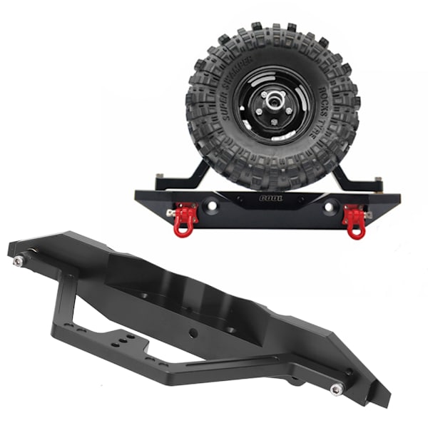 Metall bakre støtfanger med reservedekkstativ LED-lys passer til Traxxas SCX10 90046 bil Svart