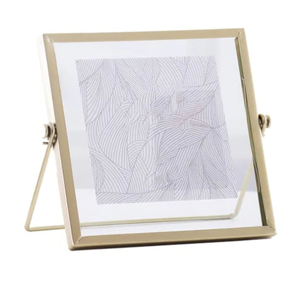Fotoramme Display Transparent Glas Jern Støtte Bordplade Tørret Blomst Ramme til Hjemmedekorationer 4 Tommer