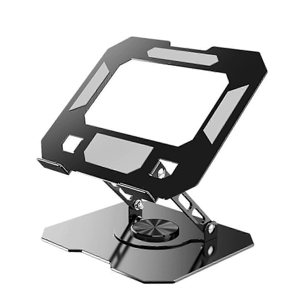 Laptop Stand med 360-graders rotationsbase, robust konstruktion, justerbar højde og vinkel, foldbart design, laptop holder, sort