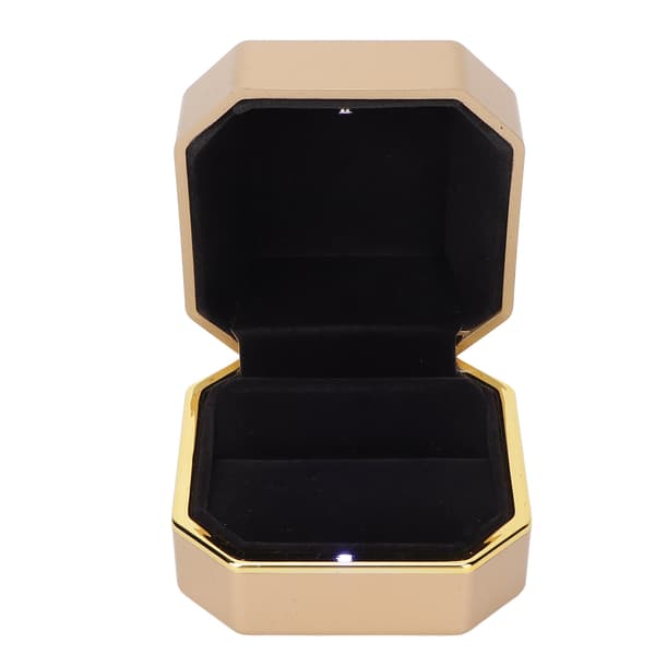 LED Ljus Ring Box Smyckeskrin Presentförpackning Smyckesförvaring Fodral för Förlovning Bröllop Gyllene