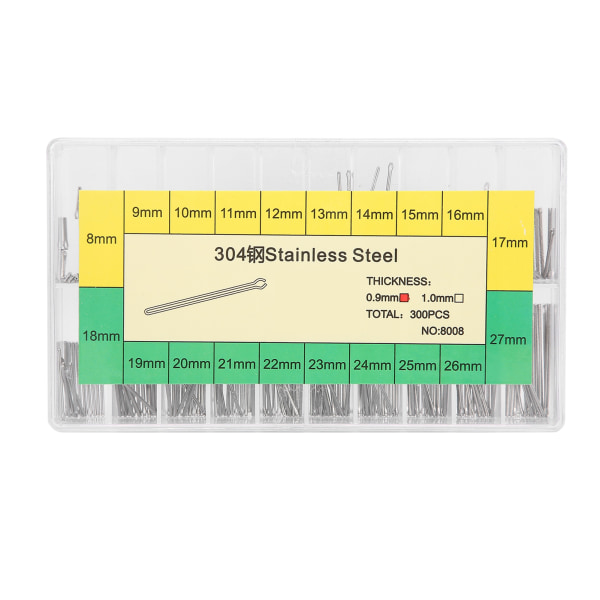 0,9 mm watch delade stift 304 rostfritt stål watch sortiment 8-27 mm