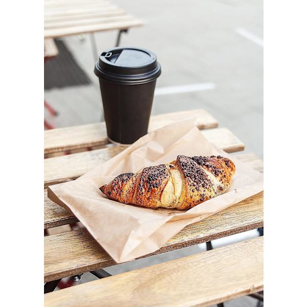 100 pakke brune papirsposer til morgenmad, brød, slik, kager, fastfood, kaffe og bagværk - 15x5x22 cm