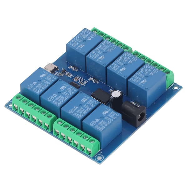 USB-stasjon gratis relémodul 8-kanals 5V stabil intelligent kontrollrelékort for mekatronikk