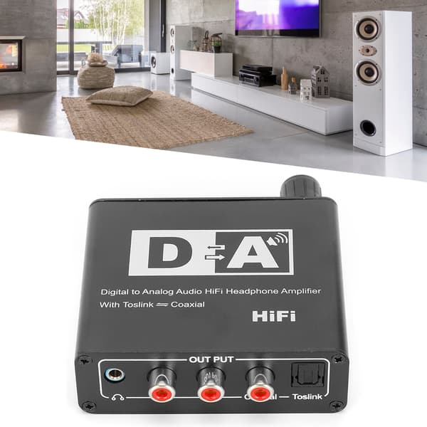 Optisk fiber koaksial digital til analog lydkonverter dekoder 3,5 mm udgang 100-240V Sort US-stik