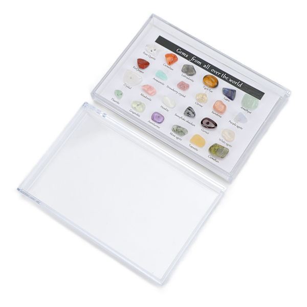 24 sorters Crystal Ädelstenar Chakra Stone Healing Crystal Stone Kit med låda för samlare