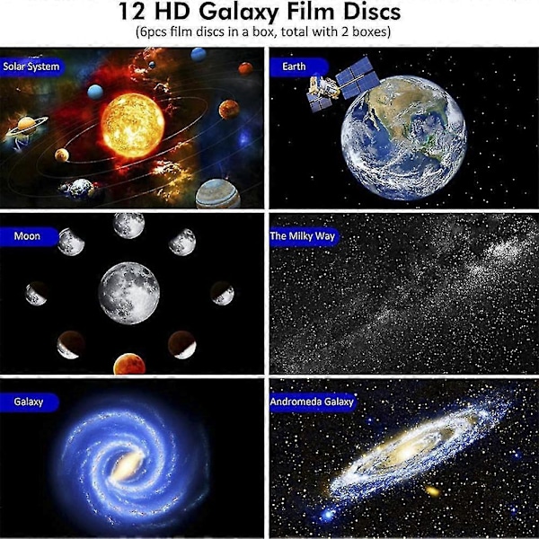 Globe Galaxy Projektorlampe Inneholder 12 Filmer, Høyoppløselig Stjernehimmellampe, Soverom Full Himmelsk Stjerneatmosfære Lampe -DGZD