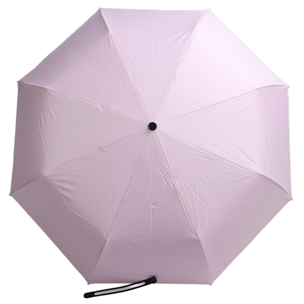 Sammenfoldelig paraply sort gummi stål UV-beskyttelse 3 folde solparaply til solrige dage regnfulde dage pink med silikonesnor 55x8k