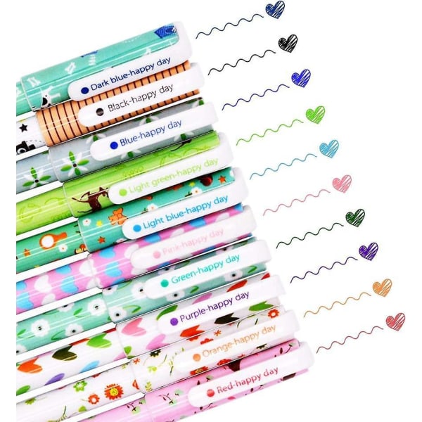10 st Kawaii Gel Kulspetspennor med djurtema - Färgglada set från koreansk-japansk brevpapperssamling