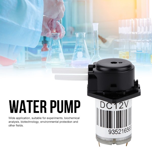 Svart platt mini peristaltisk pump silikonslang självsugande vattenpump för experimentell analys (12V )