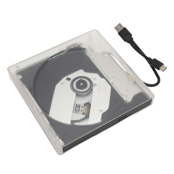 Ulkoinen DVD-asema Type C USB 3.0 Läpinäkyvä Plug and Play Hiljainen DVD-poltin kannettavaan tietokoneeseen
