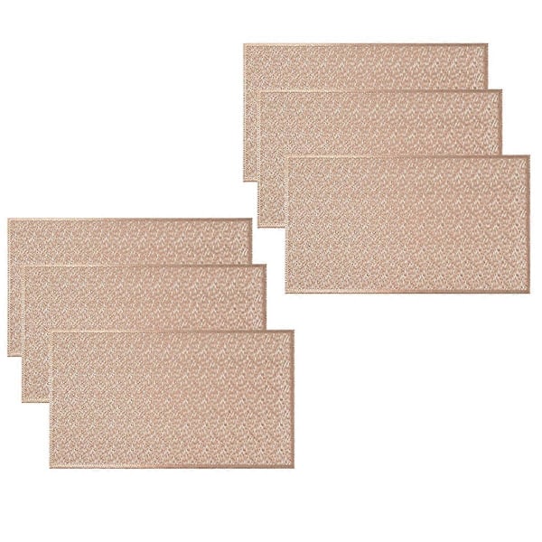 6 stk. rektangulære vevde bordmatter, sklisikre, 45,7 x 30,5 cm, rosa