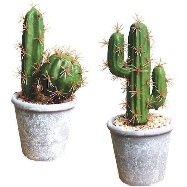 Kunstige Sukkulenter Faux Kaktus - Dekorative Kunstige Sukkulenter Pottede Falske Kaktus Kaktus Med Stein Og Sand, Kunstig Faux Kaktus For Bad/Hjem Dekor