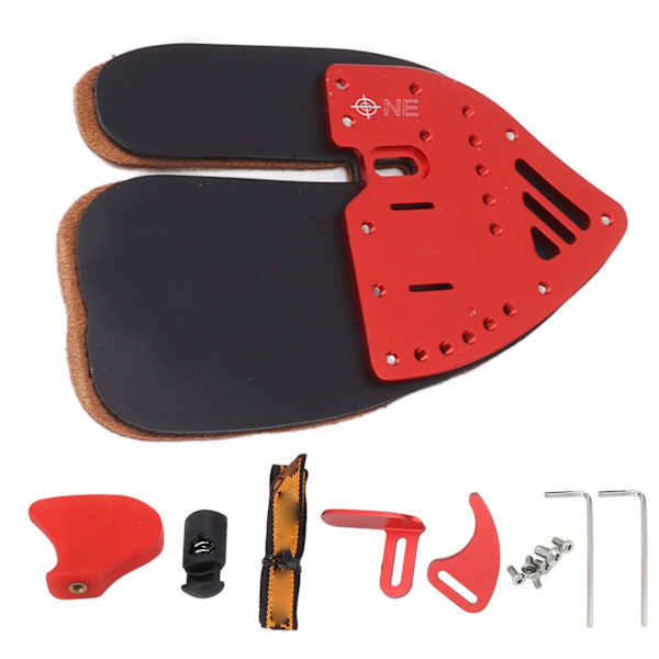 Bueskydning Finger Tab Kohud Aluminiumlegering Bueskydning Finger Guard Beskytter Skydning Praksis Udstyr til Recurve Jagt Buer Rød og Sort L