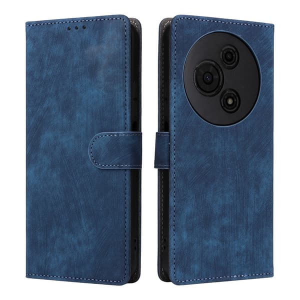 For TCL 605 4G Leather Case Leather Feel Anti-Fall Wallet Flip Phone Case Blue Blue Blue