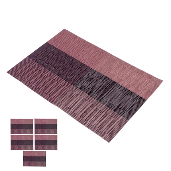5 stk. Plassmatte Spisematte PVC Bordbrikke Vaskbar Rektangulær for Hjem Hotell Restaurant Rød