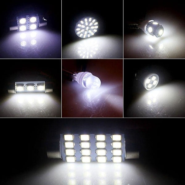 Universal 28st T10 LED-billampasats - vit inre kupol, registreringsskylt, läslampor för festonkarta