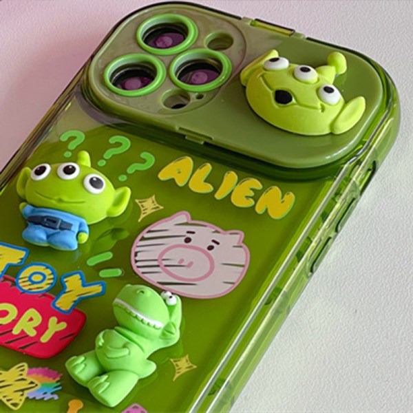 Phone case Silikon Mjukt Spegelställ Klart print Phone case med snöre för IOS Grön för IOS 12Pro
