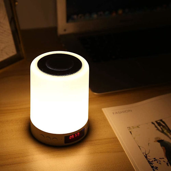 Bärbar Bluetooth högtalare med smart LED-nattljus och beröringsdimbar sänglampa, USB laddning, RGB-färgförändring