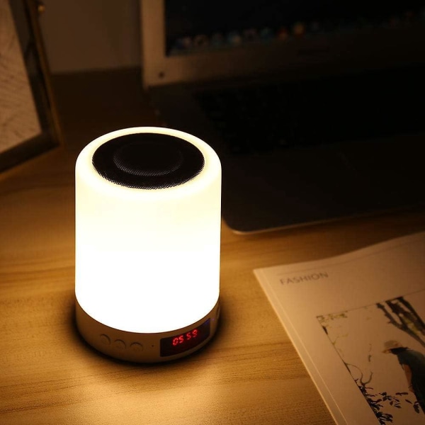 Kannettava Bluetooth kaiutin Smart LED-yövalolla ja kosketushimmennettävällä yövalolla, USB lataus, RGB-värinvaihto