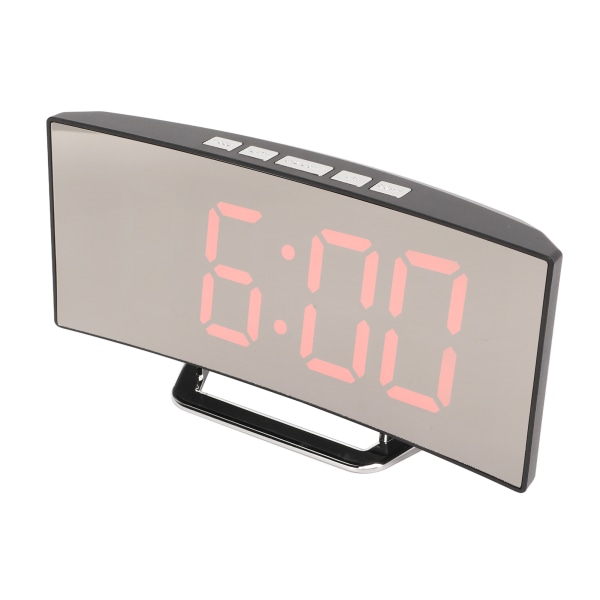 Spegel Digital Väckarklocka Temperatur Display LED Böjd Spegel Digital Elektronisk klocka för Hem Sovrum Inredning Röd LED