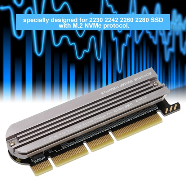 M.2 NVMe SSD til PCIe-adapter PCIe 4.0 aluminiumslegering Plug and Play M.2 PCIe-adapterkort for stasjonær X16-spor