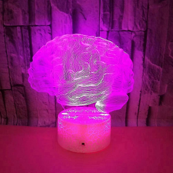3D Illusion Hjärna LED Lampa Art Deco Lampa Lampor LED Dekorationslampor Fjärrkontroll 7/16 Färger Ändra Nattlampa USB-driven Barnpresent Födelsedag Jul