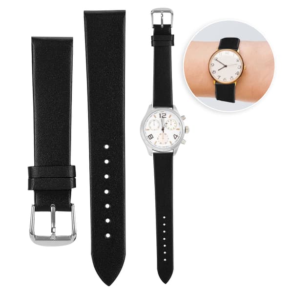 1 par PU læder universal unisex spænde urrem udskiftning urrem (19mm) Sort