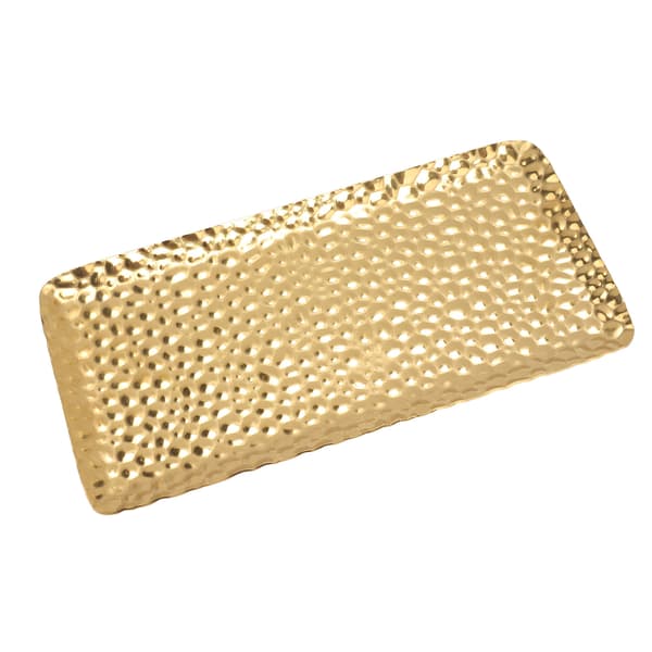Hamrad bricka utsökt luktfri serveringsbricka i rostfritt stål för vardagsrum sovrum kök badrum 19,5x9,5cm guld