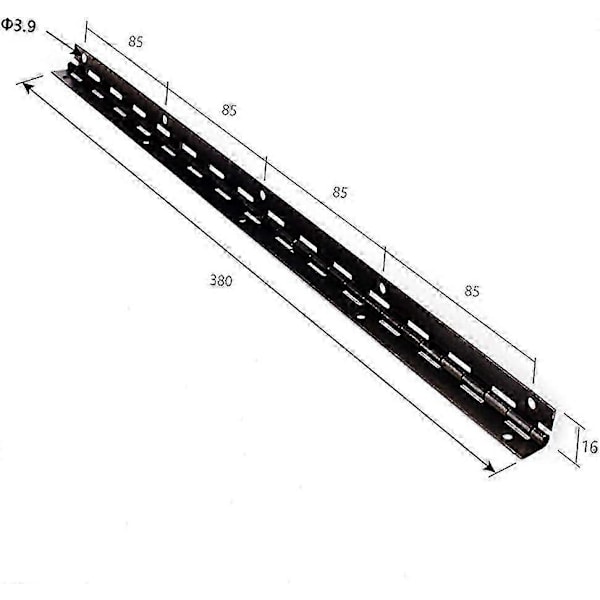 Kontinuerligt Piano Metalhængsel, 380 x 26 x 1mm Forkromet Langt Hængsel 270 Graders Åben Tyk Jern Sort