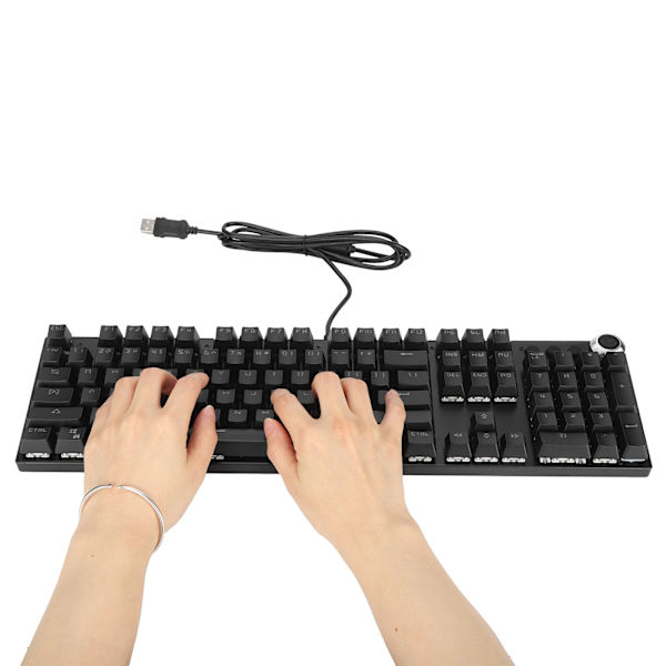 Mekanisk tangentbord med kabel, stöd för spel, bakgrundsbelysning, grön axel, tangentbord med 104 tangenter för stationära PC-spel, kontor