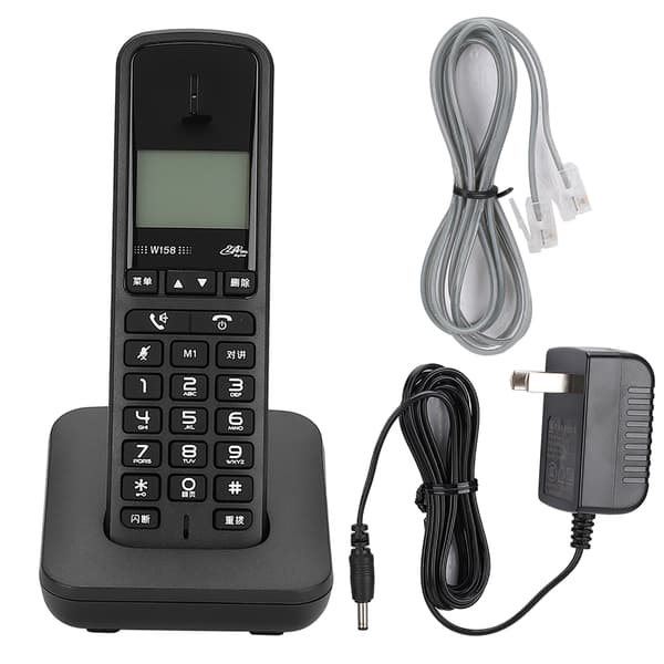 W158 Digital Trådløs Håndholdt Gratis Intercom Håndfri Telefon 100-240V US Stik (Sort)