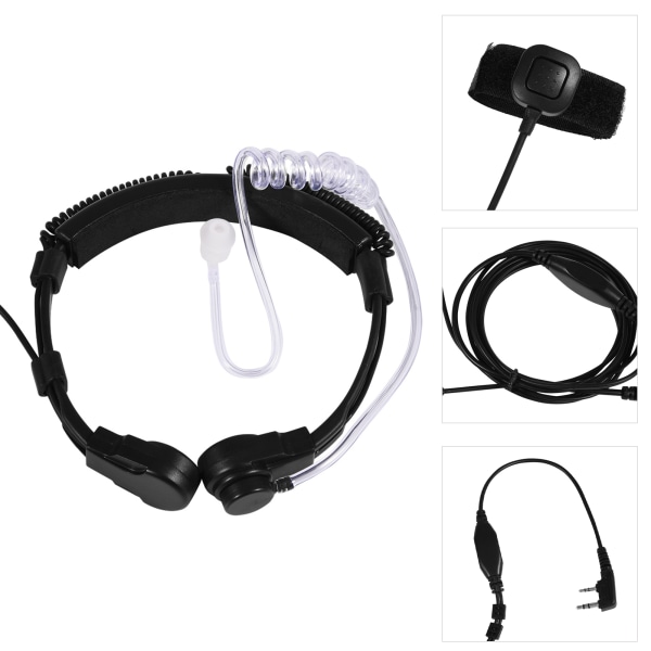 Throat Mic Headset akustisk rør ørestykke PTT til Baofeng UV5R 2-vejs radio walkie talkie