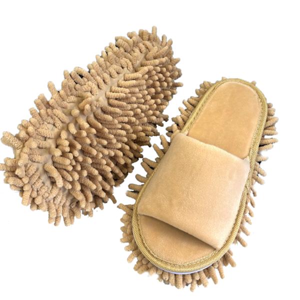 Lazy Open Toed Mop Slipper - Blød og behagelig rengørings Slipper i Beige - Størrelse M (39-41) Beige