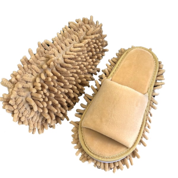Lazy Open Toed Moppitossut - Pehmeä ja mukava puhdistustossu beige - koko M (39-41) Beige