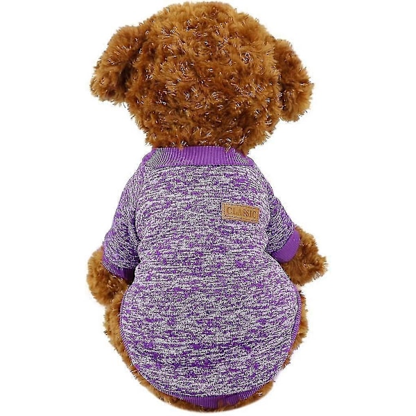 Strikket sweater til kæledyrshund, tyk og varm, vintertøj til kæledyrshund og kat, Zekai lilla 2XL
