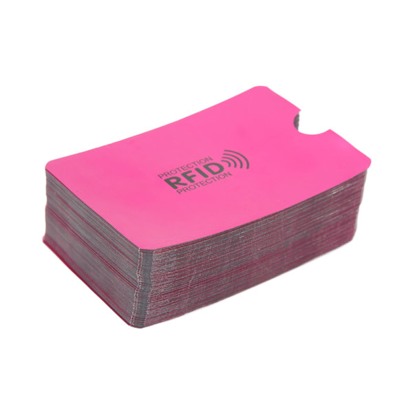 100 st Kortblockeringshylsor Snug Fit Folie Anti Scan Stöld Magnetskydd Bärbar skyddskorthållare Rosa