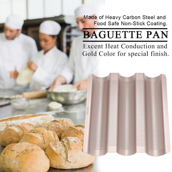 10 tommer franskbrødform Baguette bageplade Perforeret 3-slids non-stick bageform