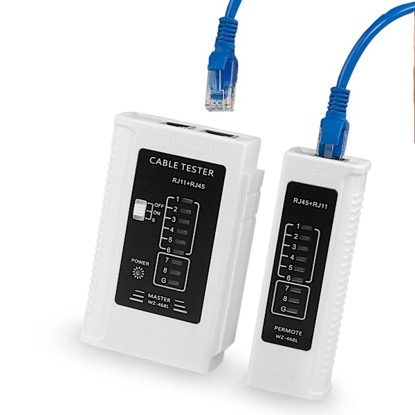 Netværkskabels Tester - Testværktøj til Ethernet-kabel, RJ45, RJ11, RJ12, Cat5, Cat5e, Cat6, Cat6a, Cat7 UTP/Skærmet kabel