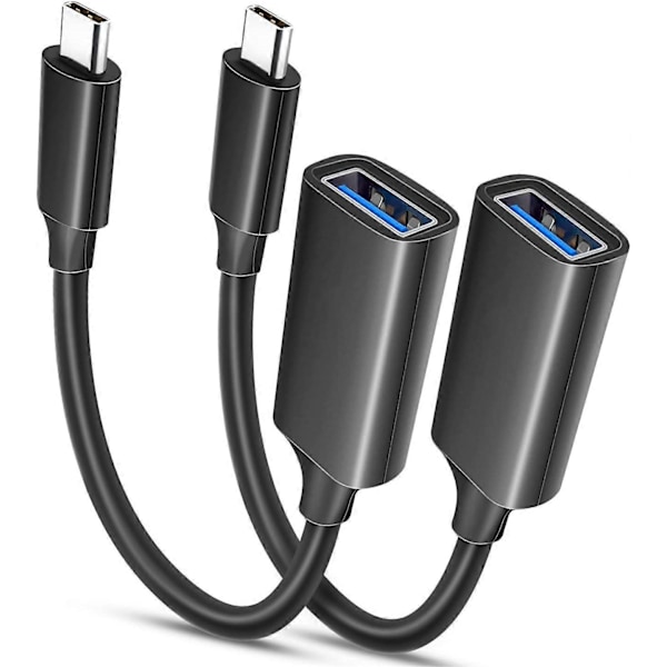 2 st Svarta USB C Hane till USB 3.0 Hona Adapter 2-Pack, Thunderbolt 3 Typ C OTG-omvandlare för MacBook Pro, iPad Air 4 5, Galaxy Z Fold 5, S23 S22 Plu